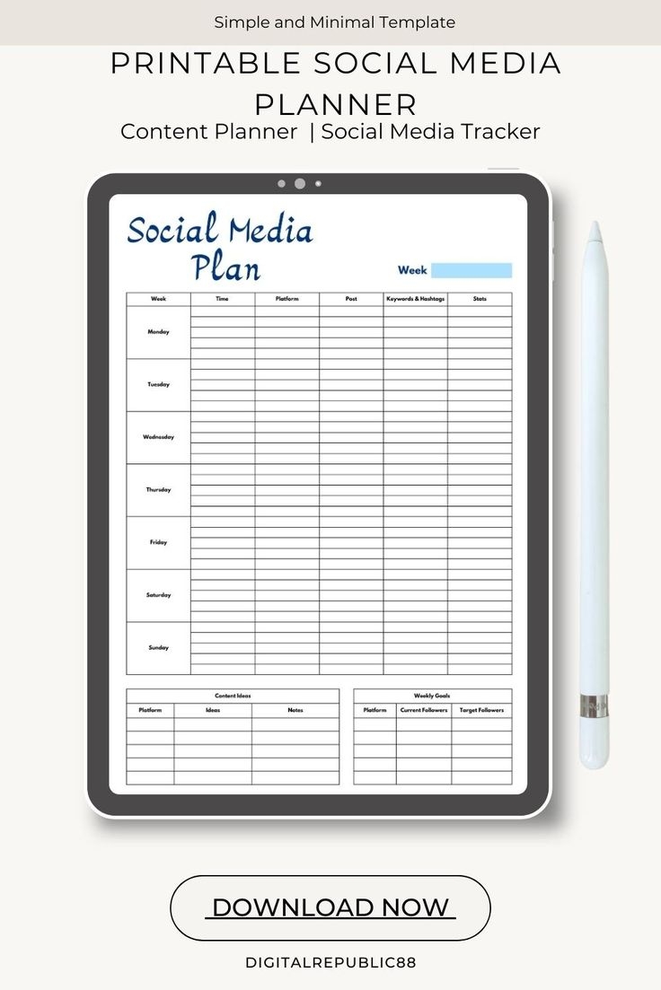 Social Media Planner Printable