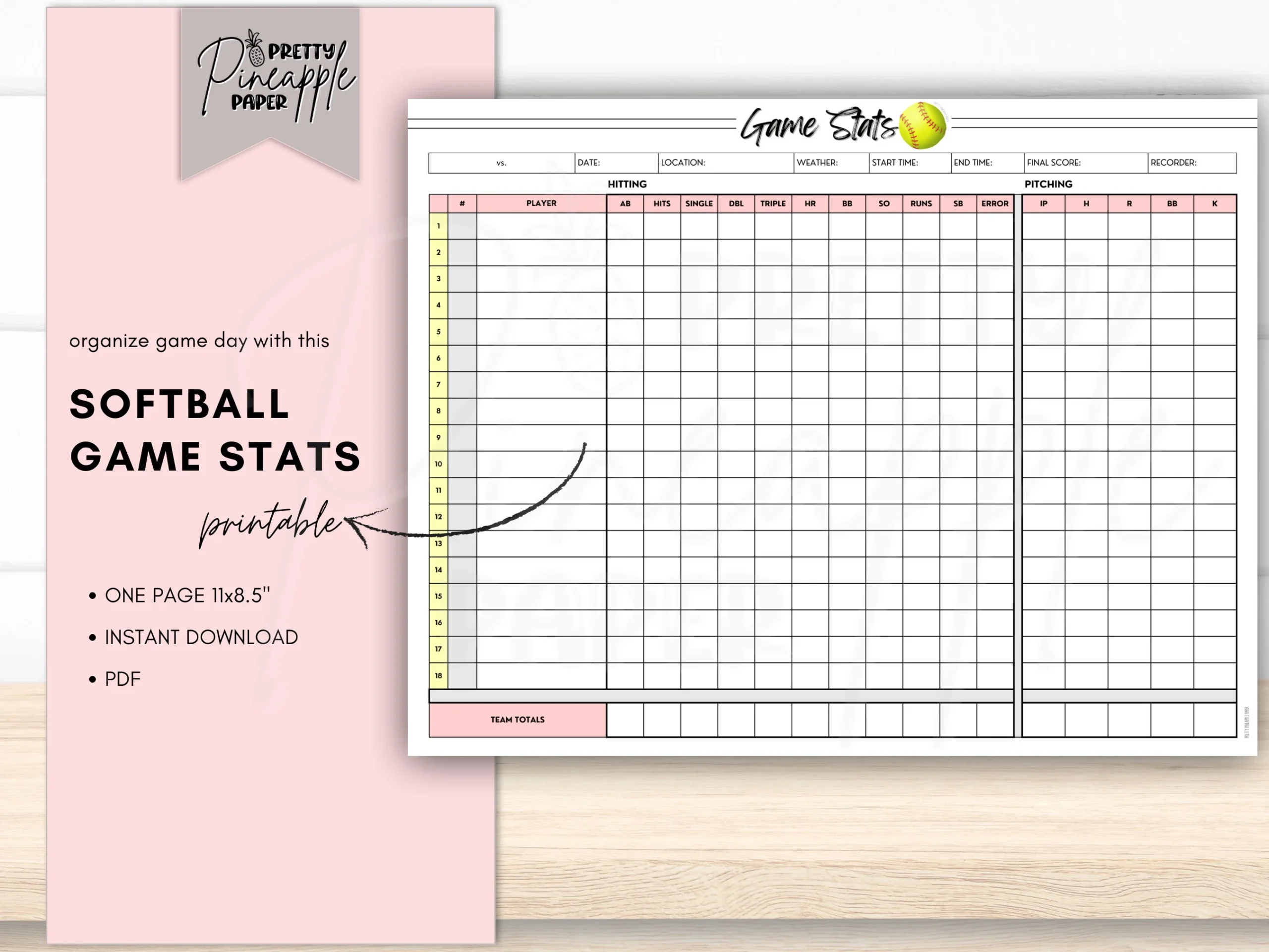 Printable Softball Game Stats Instant Download Template Sports Printable Softball Game Stats Instant Download Template Sports