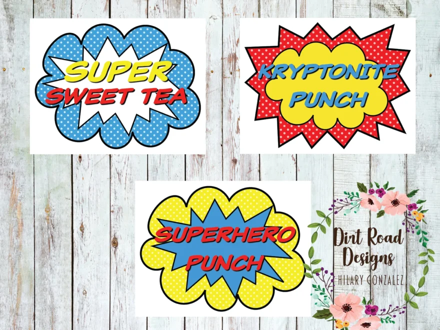 Printable Superhero Drink Signs Etsy