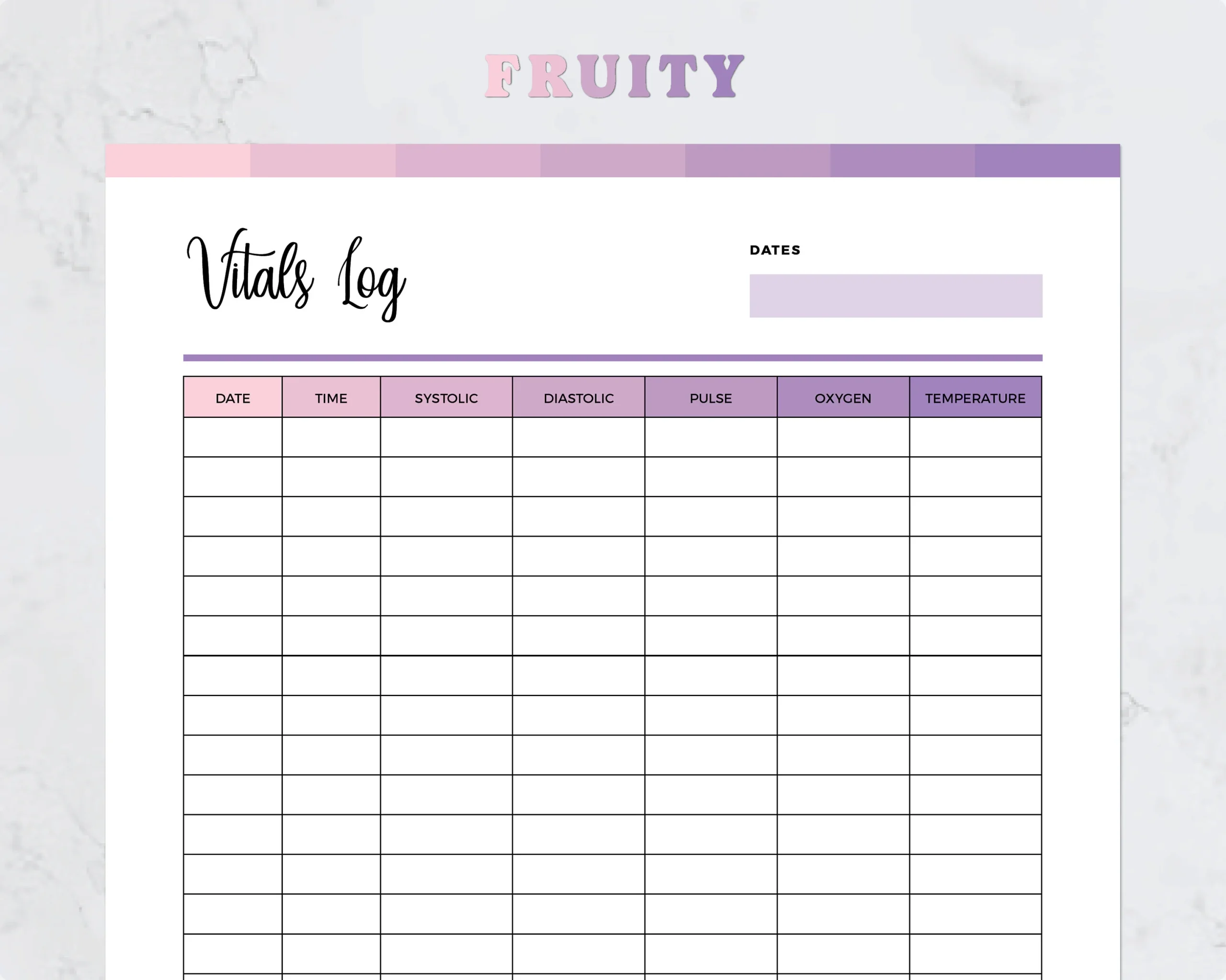 Vital Signs Flow Sheet Printable