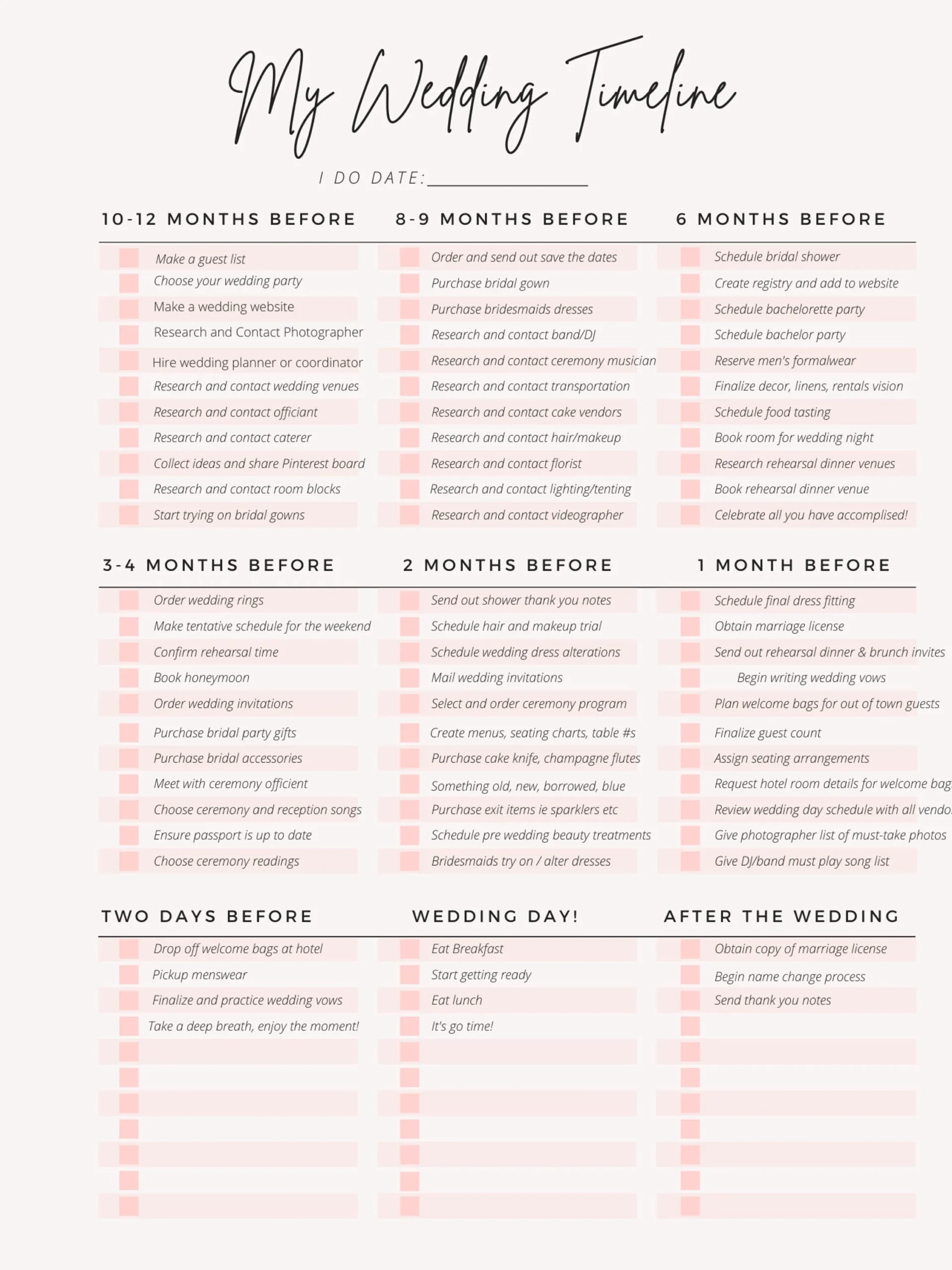 Printable Wedding Planning Guide Printable Wedding Planning Guide