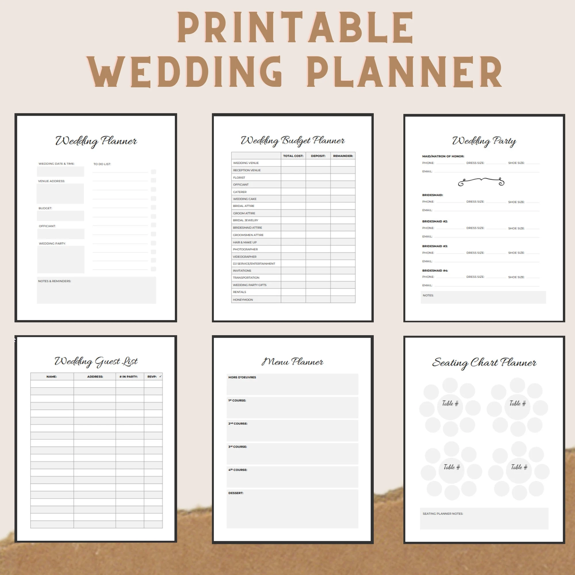 Printable Wedding Planner Book
