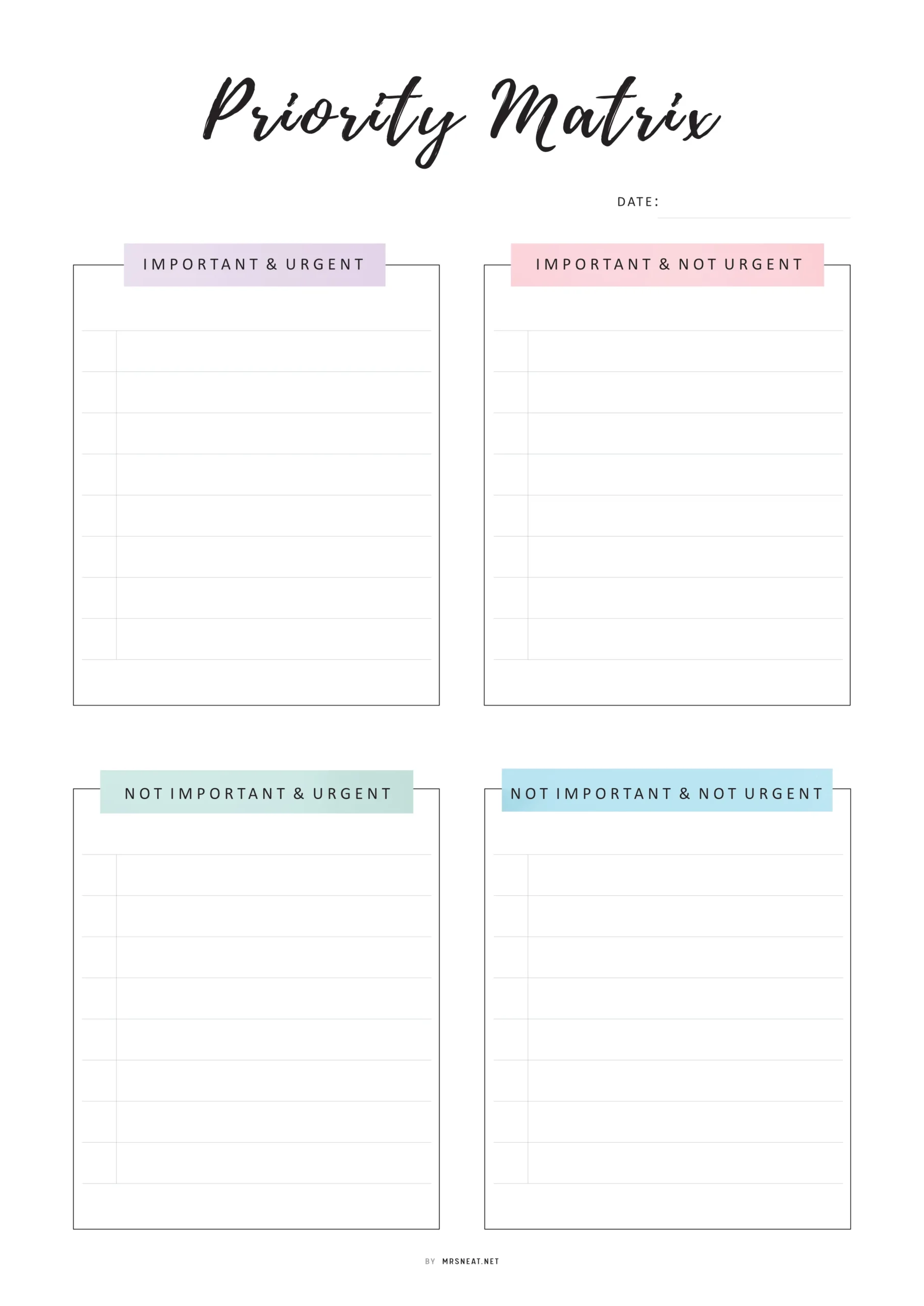 Priority Matrix And Planner Template M460 Mrsneat Priority Matrix And Planner Template M460 Mrsneat