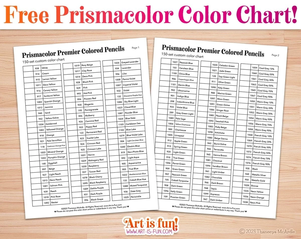 Printable Color Chart For Prismacolor Pencils Printable Color Chart For Prismacolor Pencils