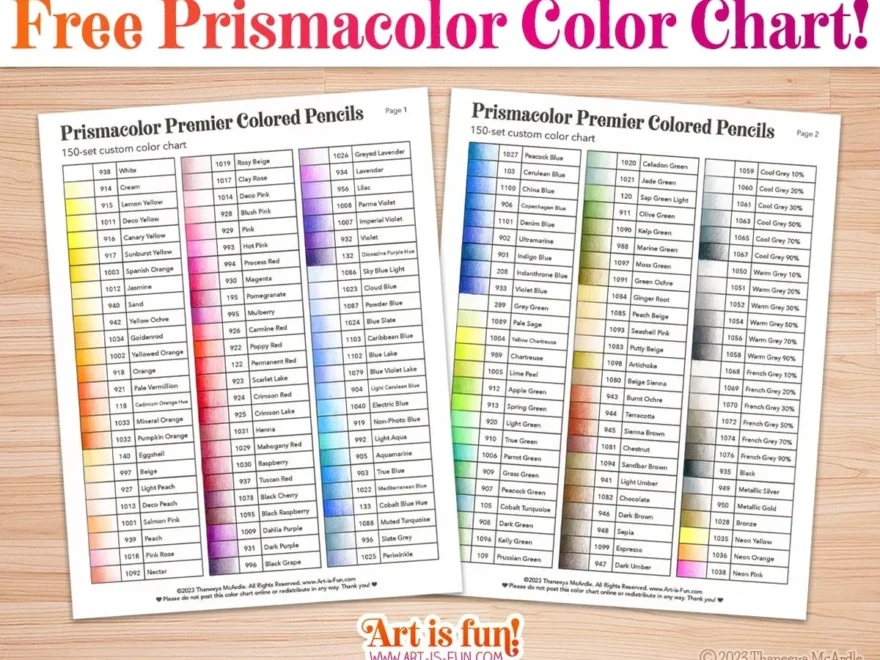 Prismacolor Colored Pencils Blank Color Chart For Set Of 150