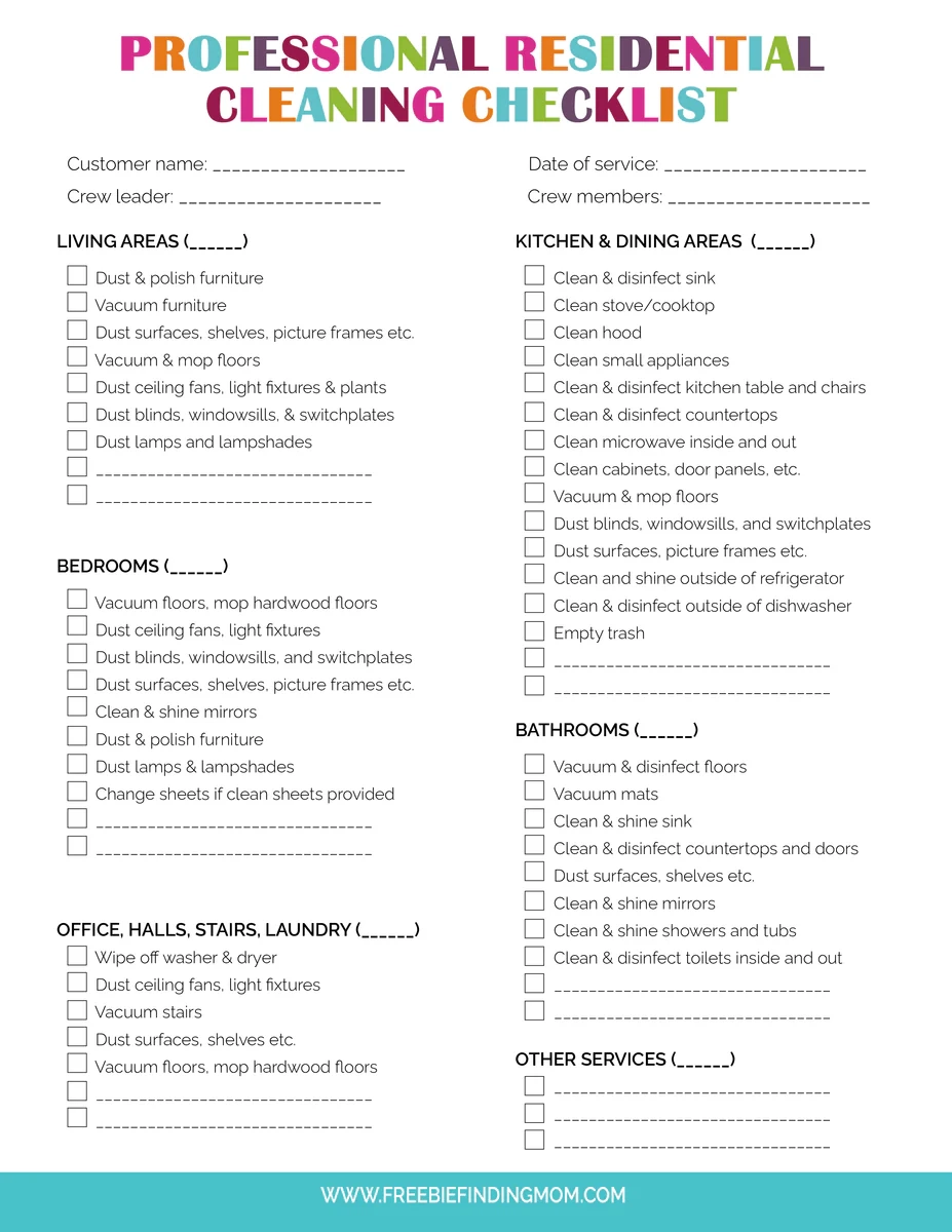 Printable Cleaning List Housekeeper Printable Cleaning List Housekeeper