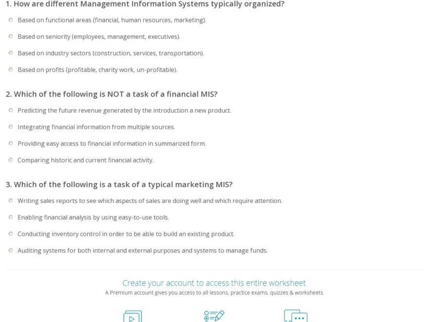 quiz amp worksheet applications of mis study