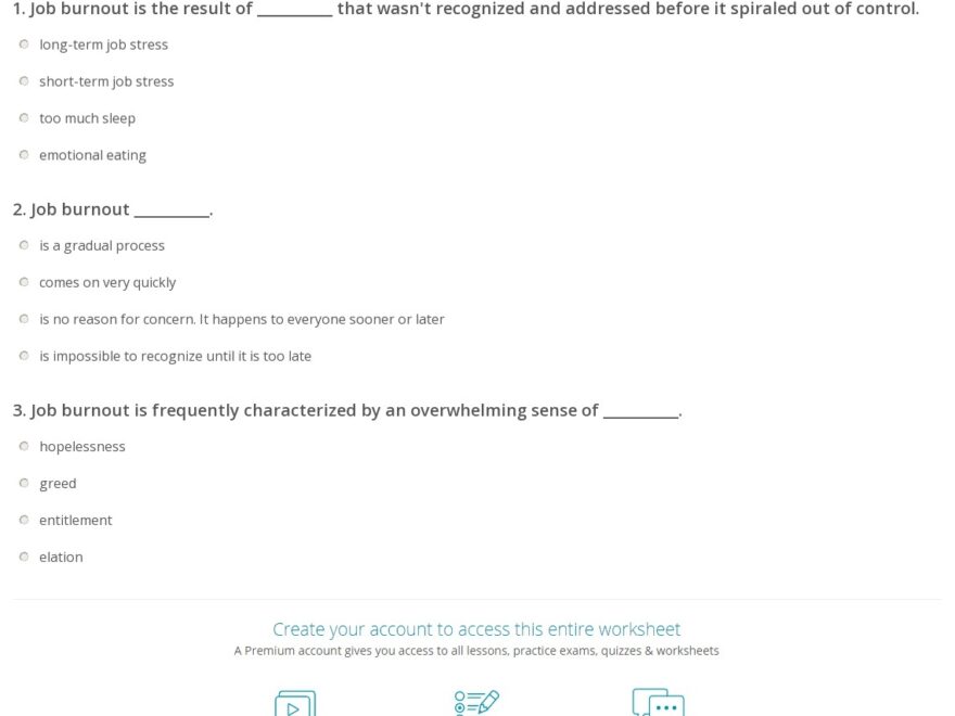 Quiz amp Worksheet Job Burnout Study