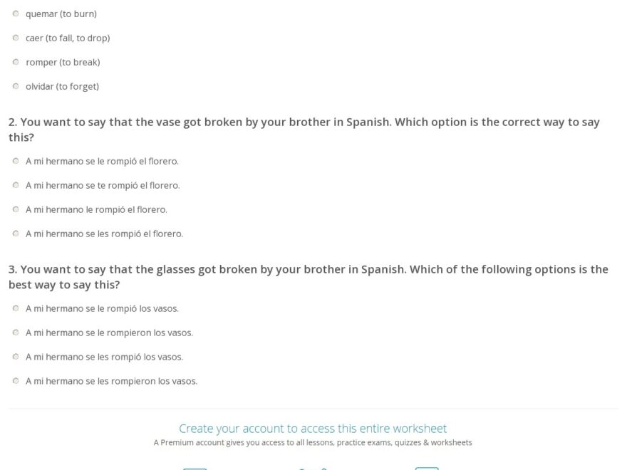 Quiz amp Worksheet Se For Unplanned Events In Spanish Study