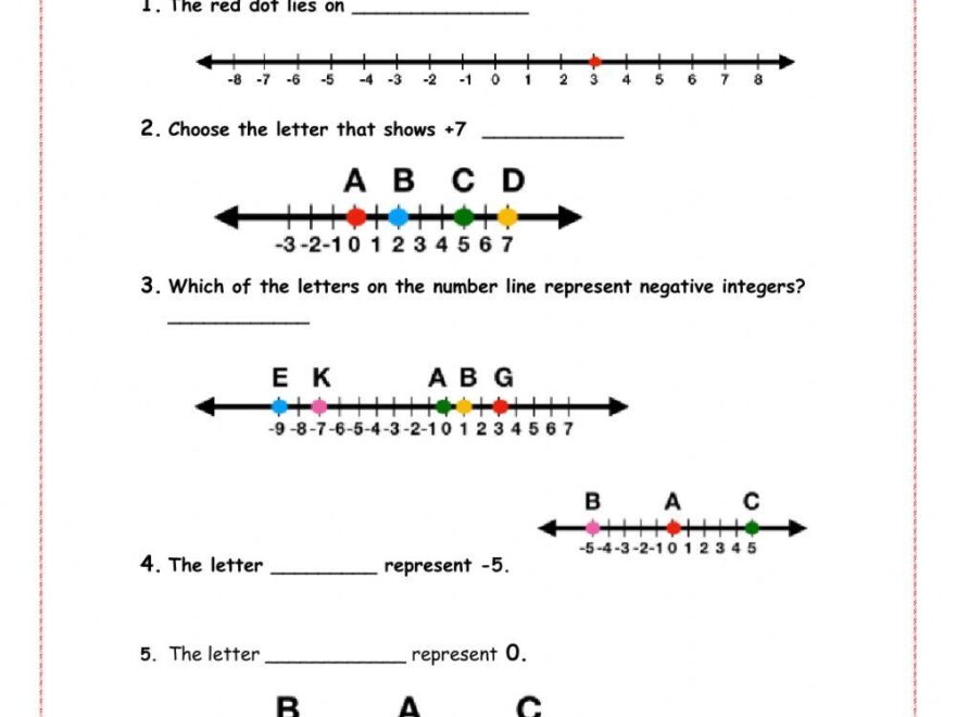 Quiz Representing Integers Worksheet For 8th 9th Grade Lesson Worksheets Library