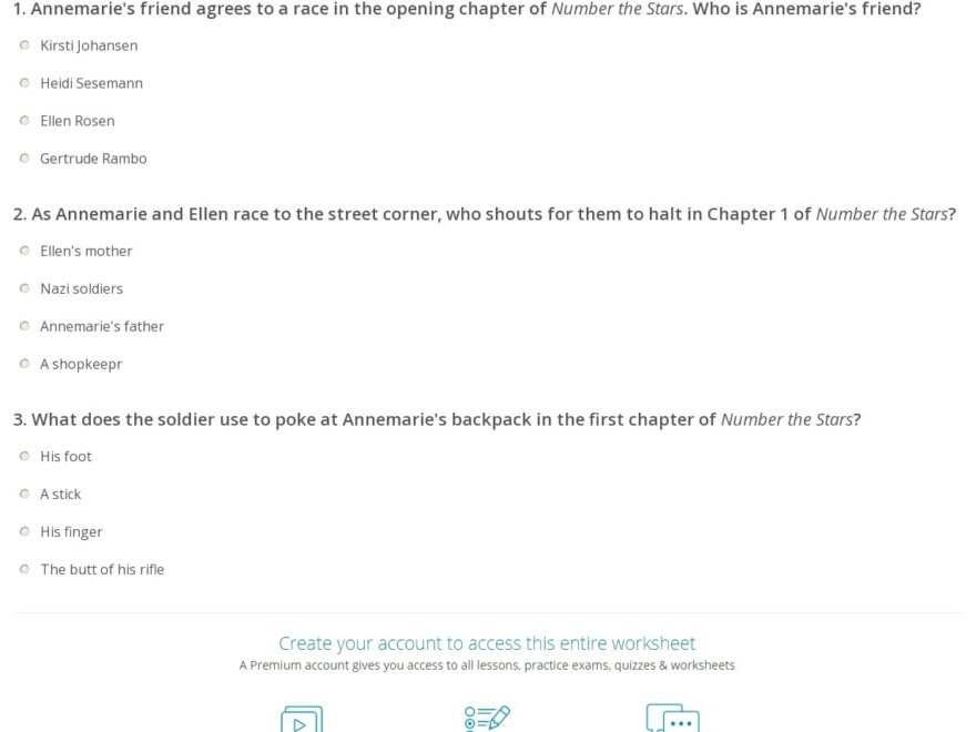 Quiz Worksheet Number The Stars Ch 1 Study