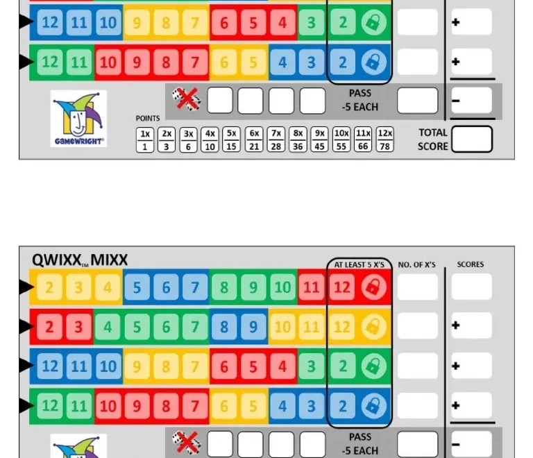 Qwixx Mixx Scorecard Jjs PDF