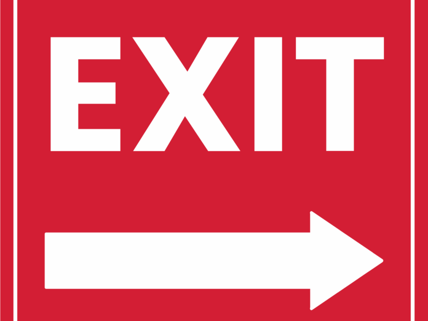 Red And White Right Pointing Arrow Exit Sign Template Square Signs