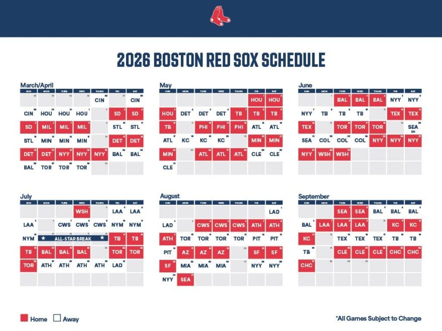 Red Sox 2026 Schedule Opens At Cincinnati