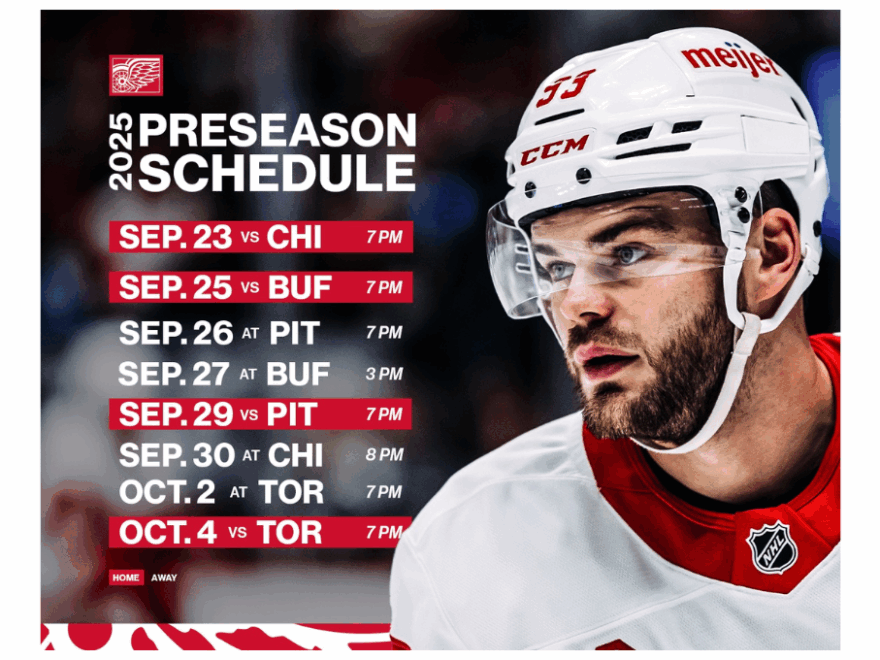 Red Wings Announce 2025 26 Preseason Schedule