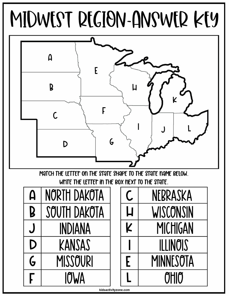 Regions Of The United States Worksheets Kids Activity Zone