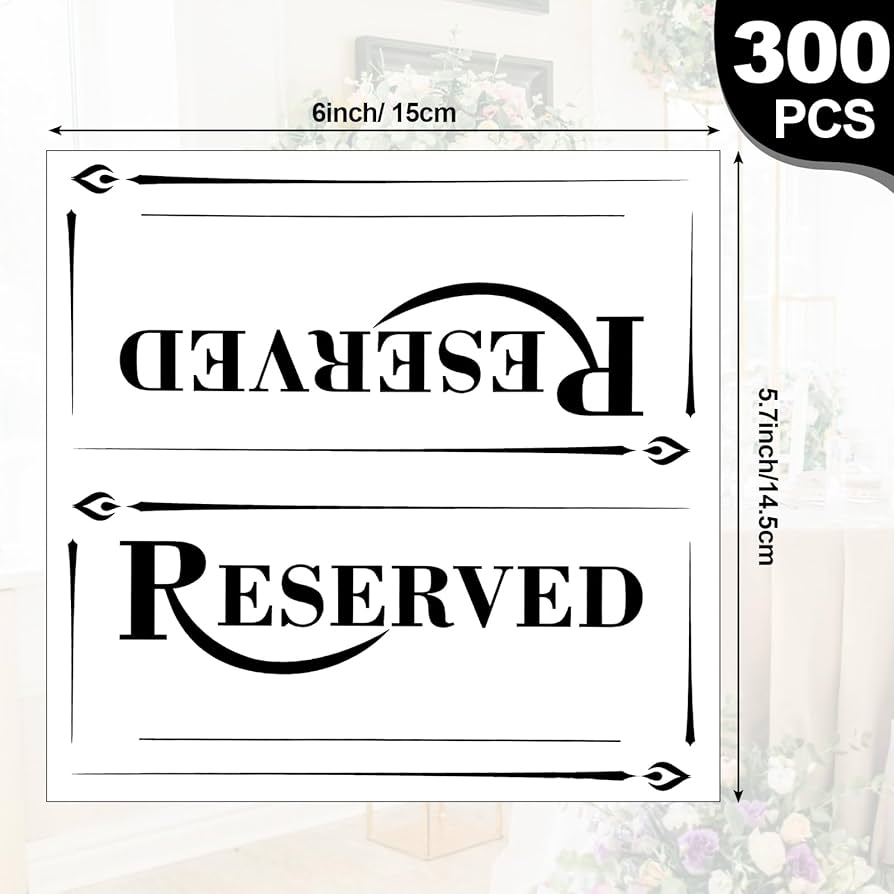 Resurhang Pack Of 300 Paper Table Signs With Name Line Reserved 