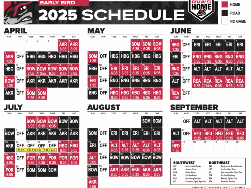 Richmond Flying Squirrels Announce Schedule And Home Game Times