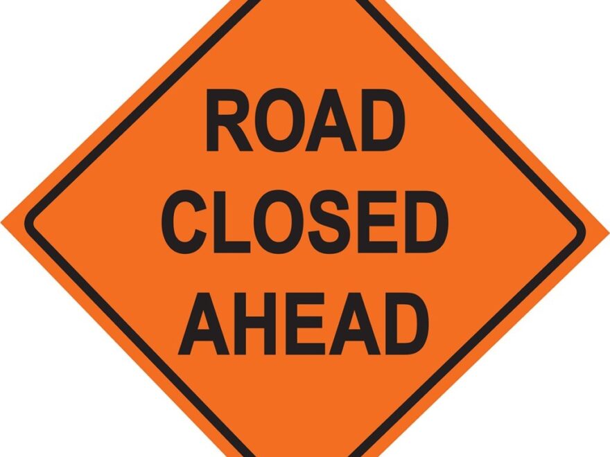 Road Closed Ahead Vinyl Construction Traffic Sign 36x36