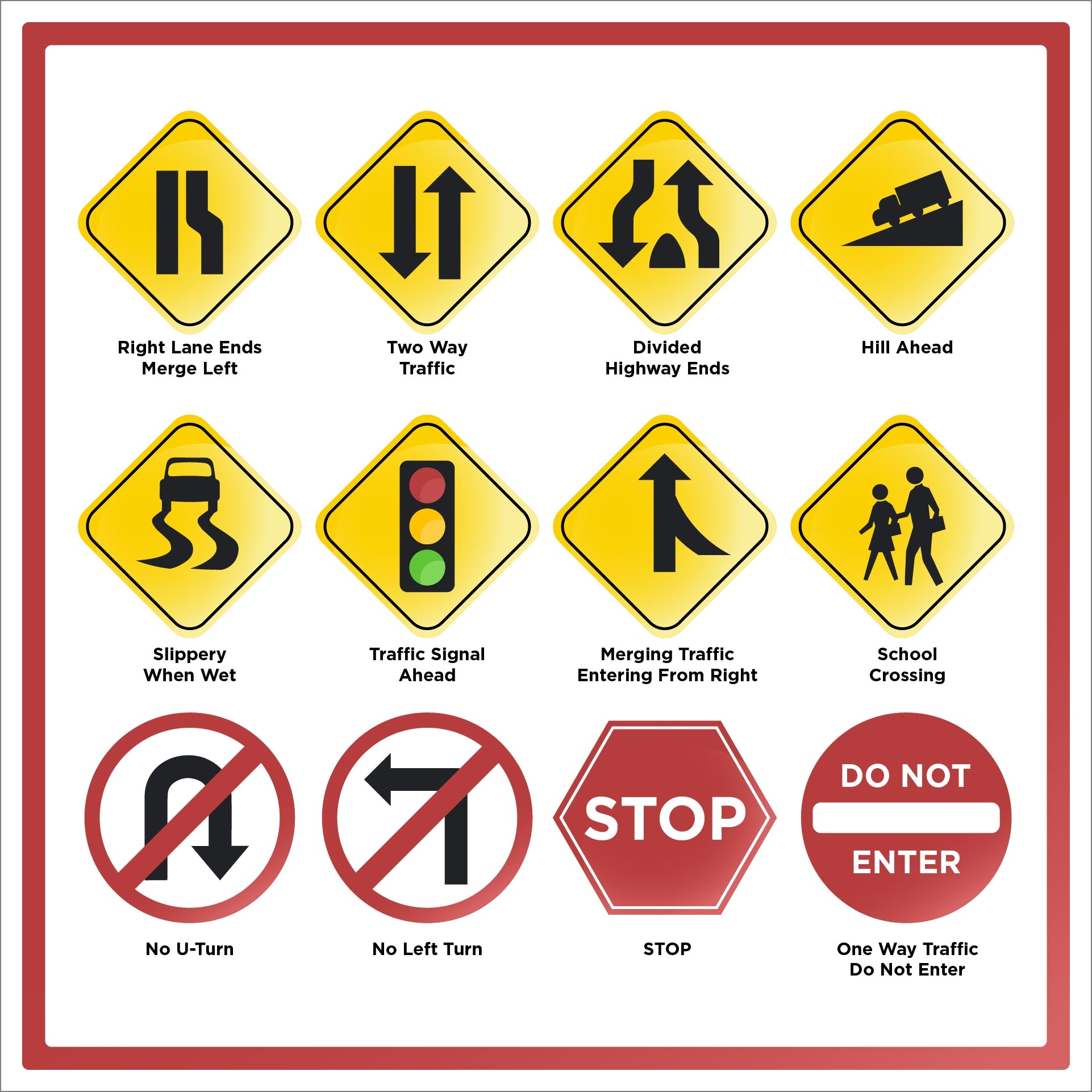 Road Signs Quiz Printable
