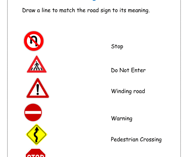 Road Signs Worksheet For Grade 1 Planetspin in
