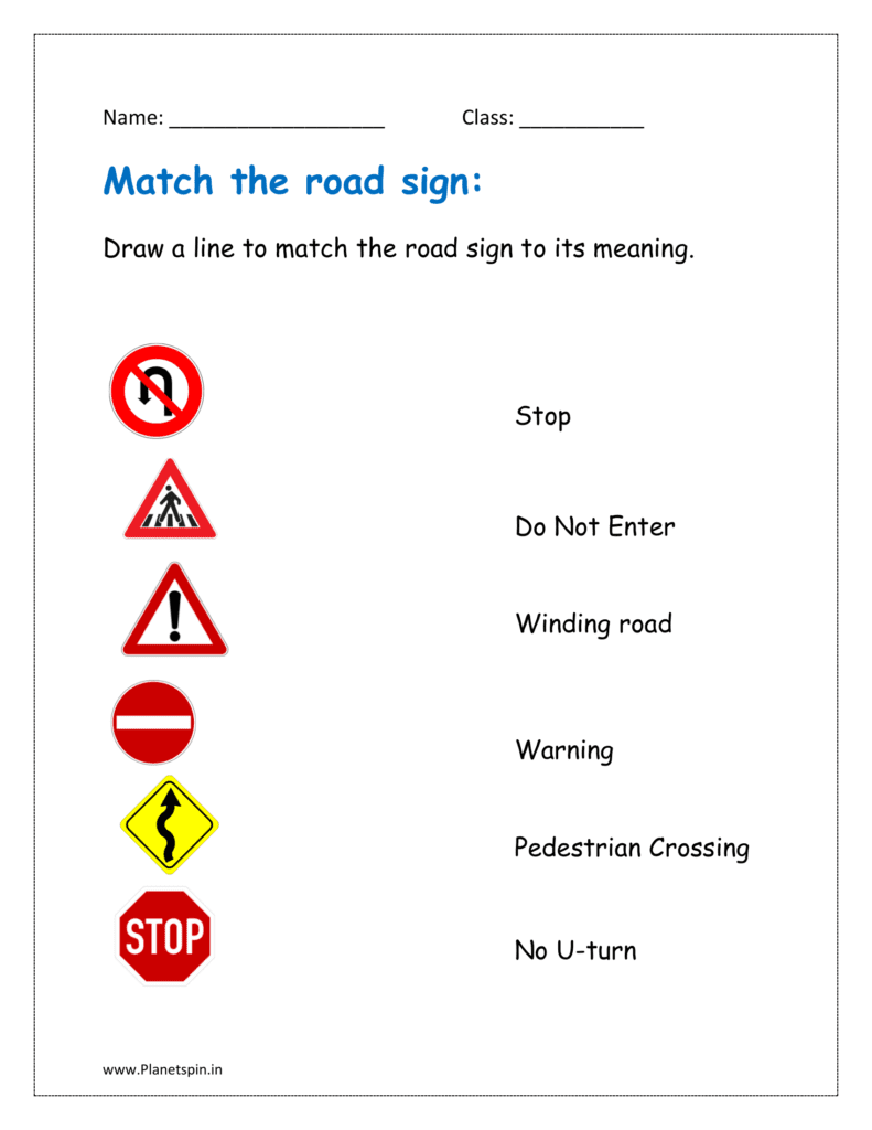 Road Signs Worksheet For Grade 1 Planetspin in