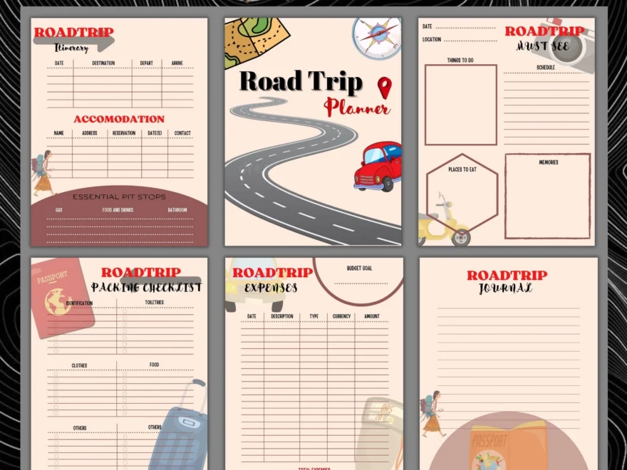 Road Trip Planner Printable Reiseplaner Checkliste Journal