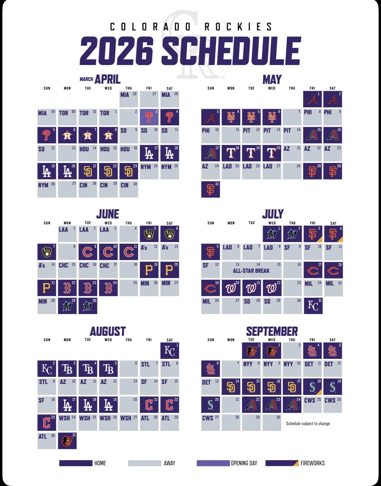 Rockies 2026 Schedule R ColoradoRockies