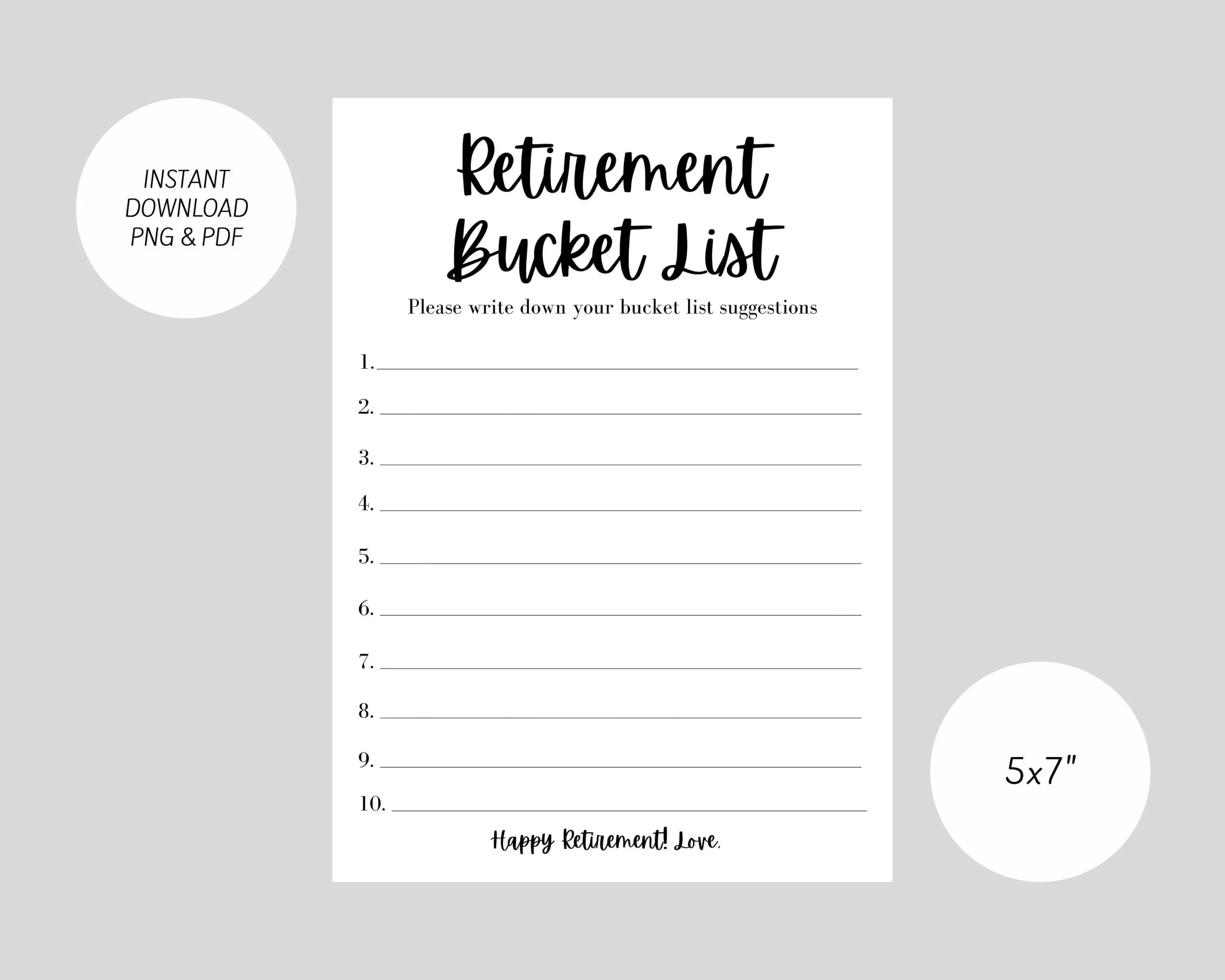 Ruhestand Bucket List Printable Etsy de