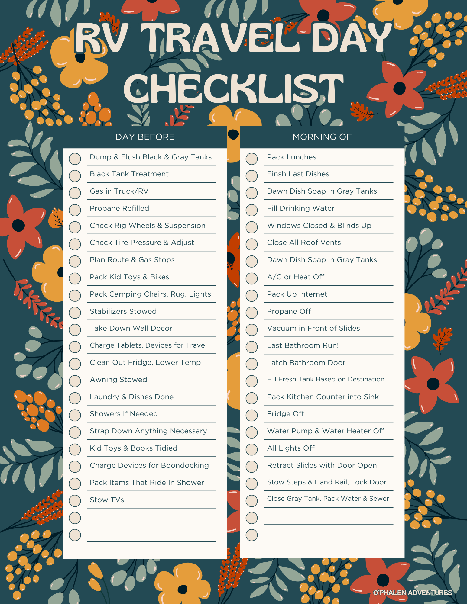 Free Rv Packing List Printable