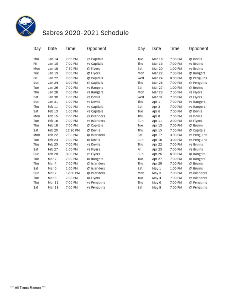 Sabres Printable Schedule WGR PDF Ice Hockey National Sabres Printable Schedule WGR PDF Ice Hockey National