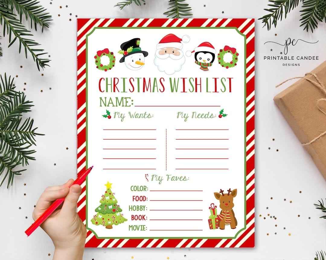 Santa Letter Christmas Wish List Kids Christmas List Instant Santa Letter Christmas Wish List Kids Christmas List Instant