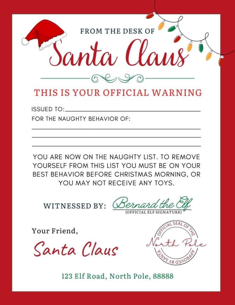 Santa Warning Letter Free Printable Add A Little Adventure Santa Warning Letter Free Printable Add A Little Adventure