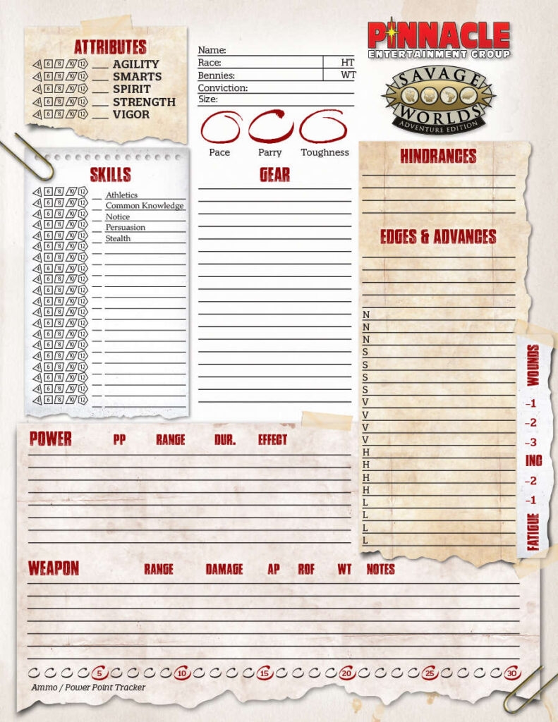 Savage Worlds Character Sheet 