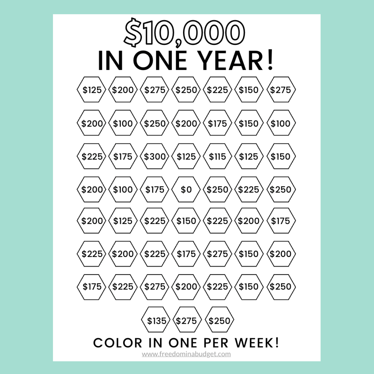 Save 10 000 In One Year Printable Freedom In A Budget Save 10 000 In One Year Printable Freedom In A Budget