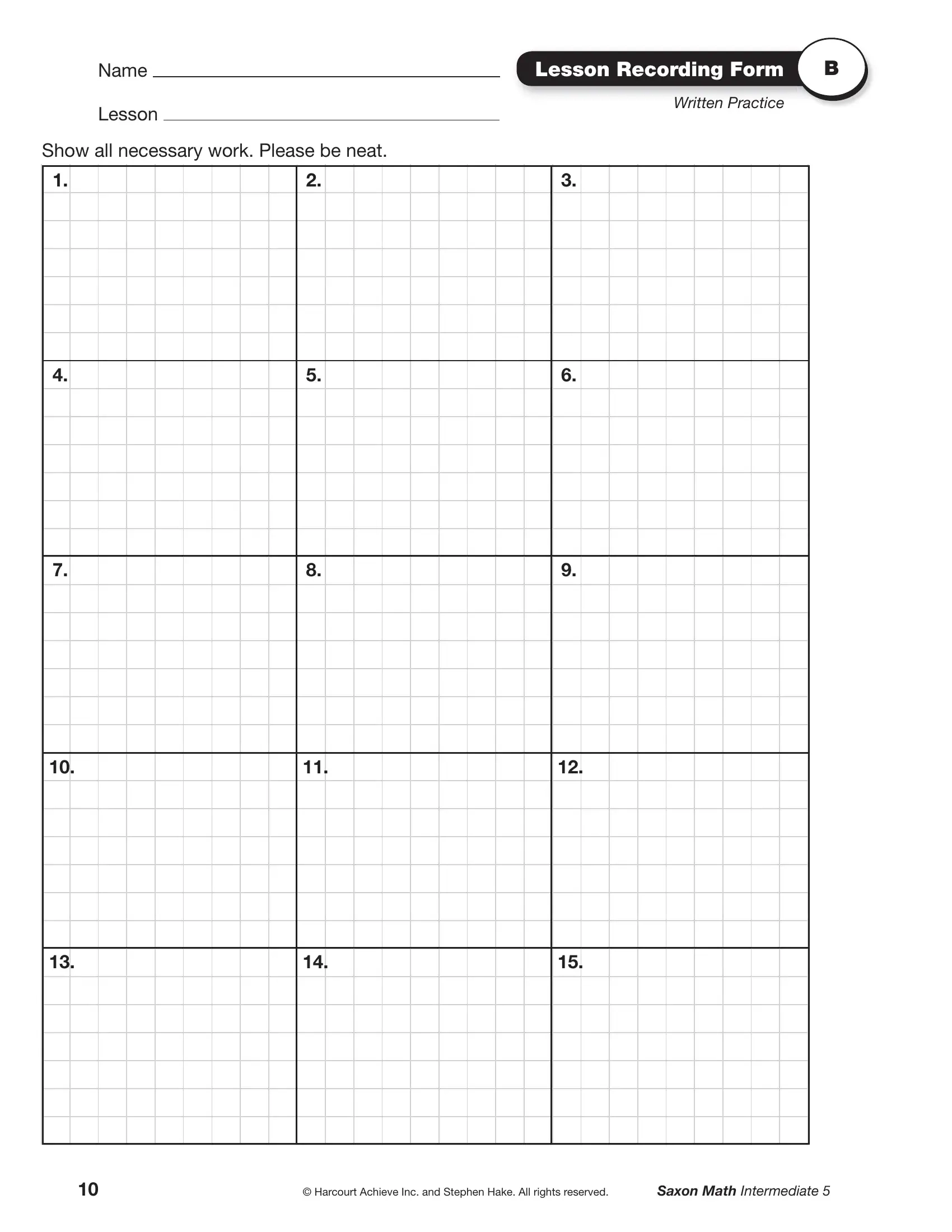 Saxon Math Answer Sheets Printable Saxon Math Answer Sheets Printable