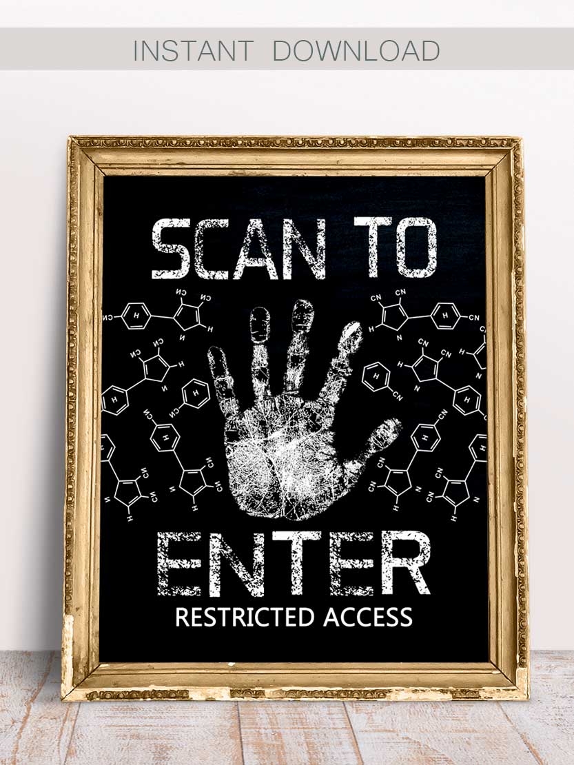 Scan To Enter Boy Science Birthday Sign Printable Mad Scientist 