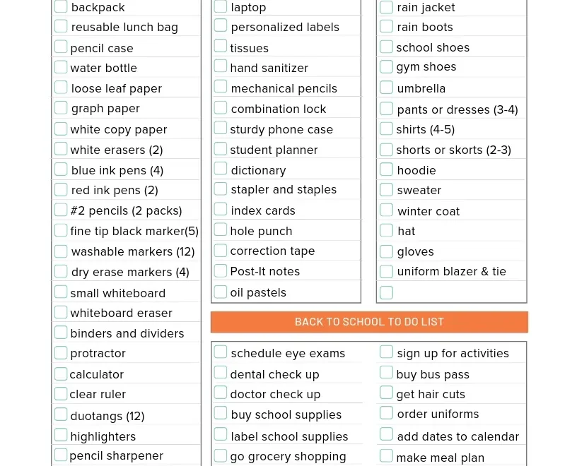 School Supplies List And Back To School Shopping Guide 5 Minutes