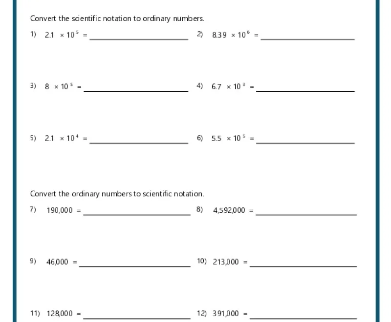 Scientific Notation Worksheets