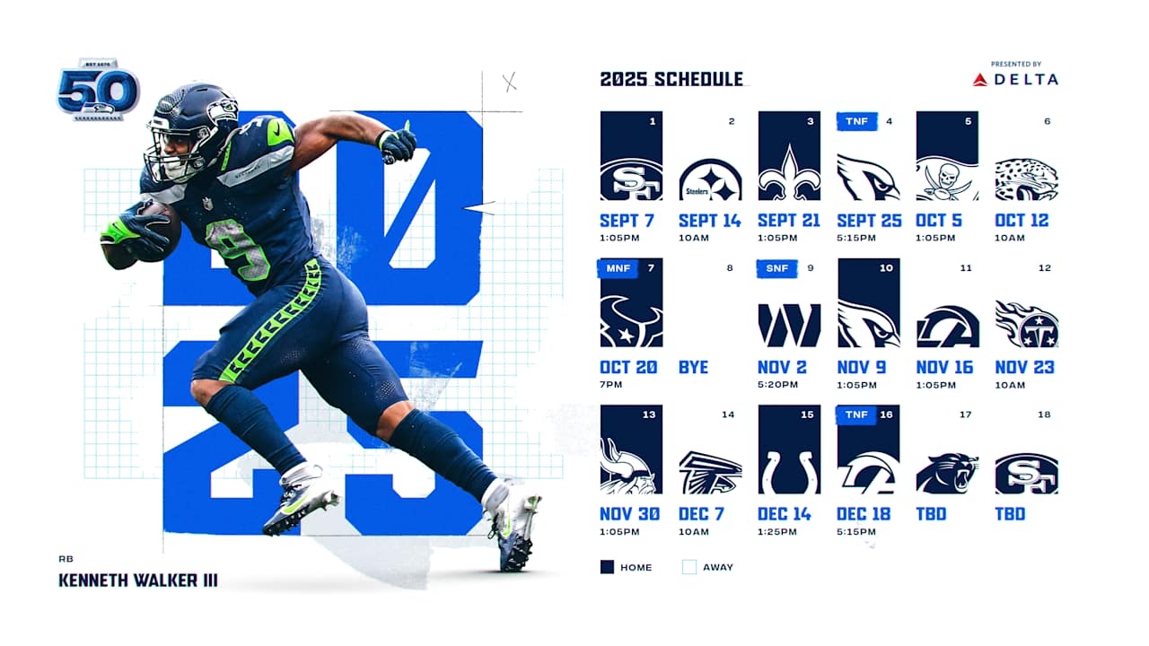 Seahawks 2025 Schedule Announced Includes Four Prime Time Games Seahawks 2025 Schedule Announced Includes Four Prime Time Games