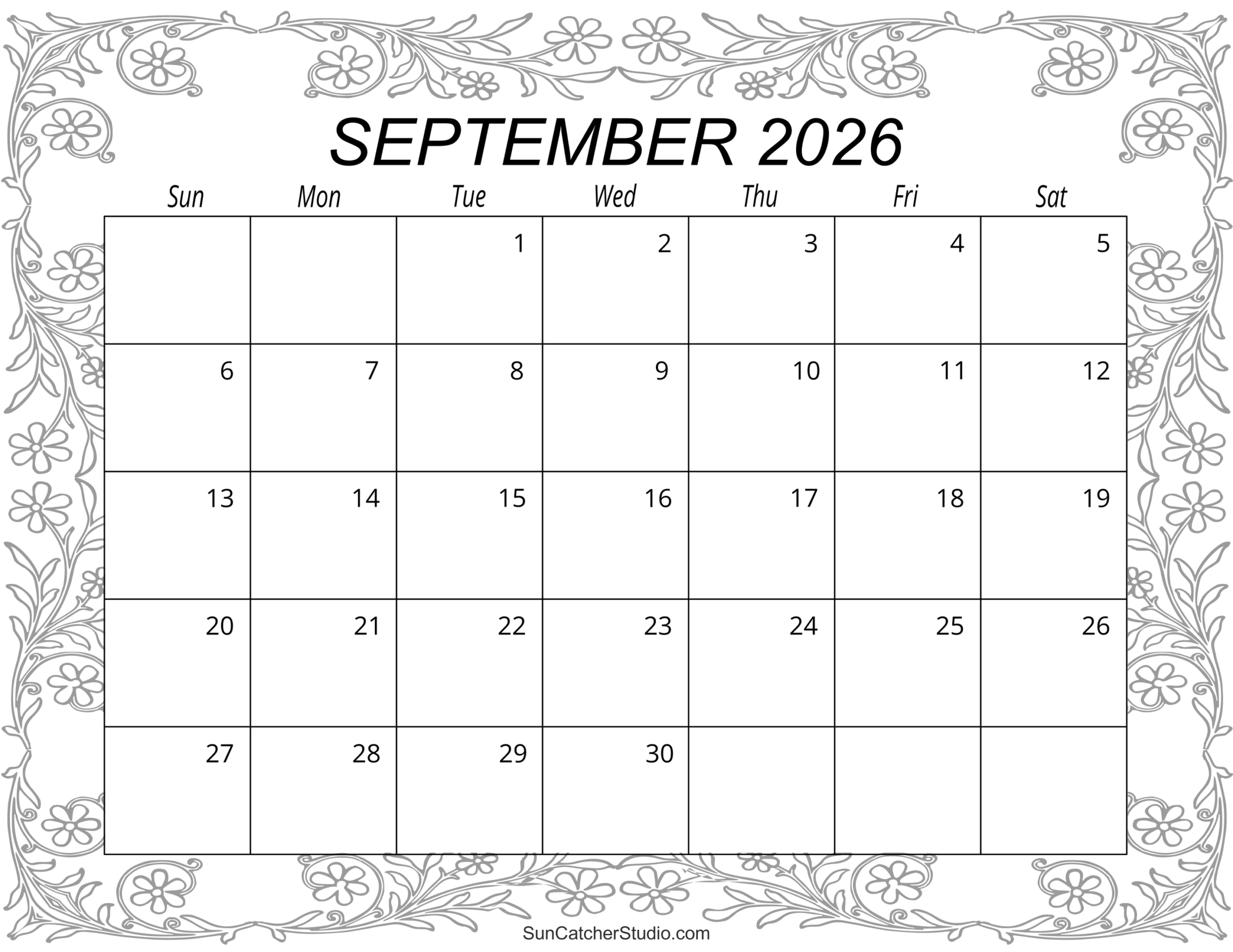 September 2026 Calendar Free Printable Free Printables 