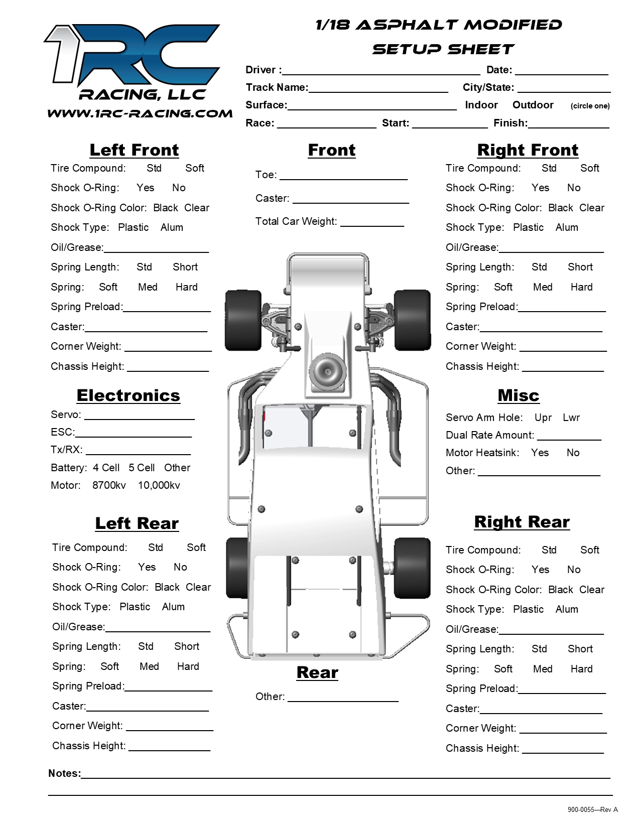 Printable Sprint Car Setup Sheet