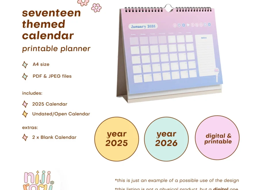 Seventeen Calendar Etsy