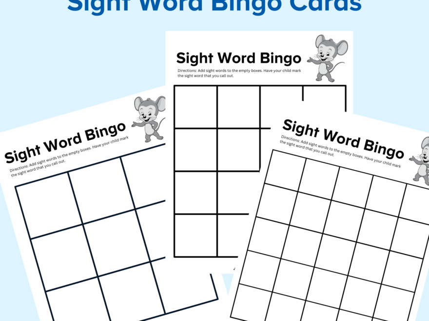 Sight Word Bingo Cards ABCmouse
