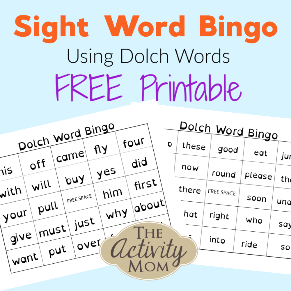 Sight Word Bingo Using Dolch Words free Printable The Activity Mom