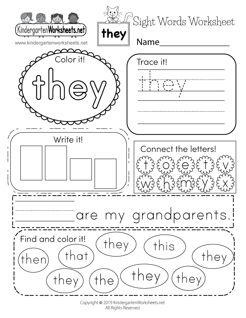 Free Printable Sight Word Practice Sheets