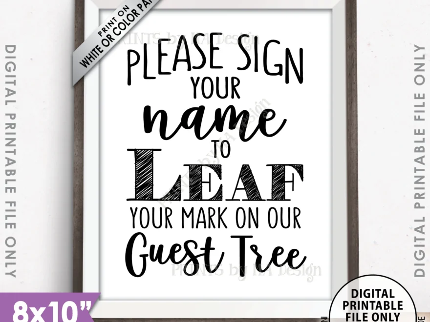 Sign A Leaf Signature Please Sign Our Wedding Guest Tree Sign