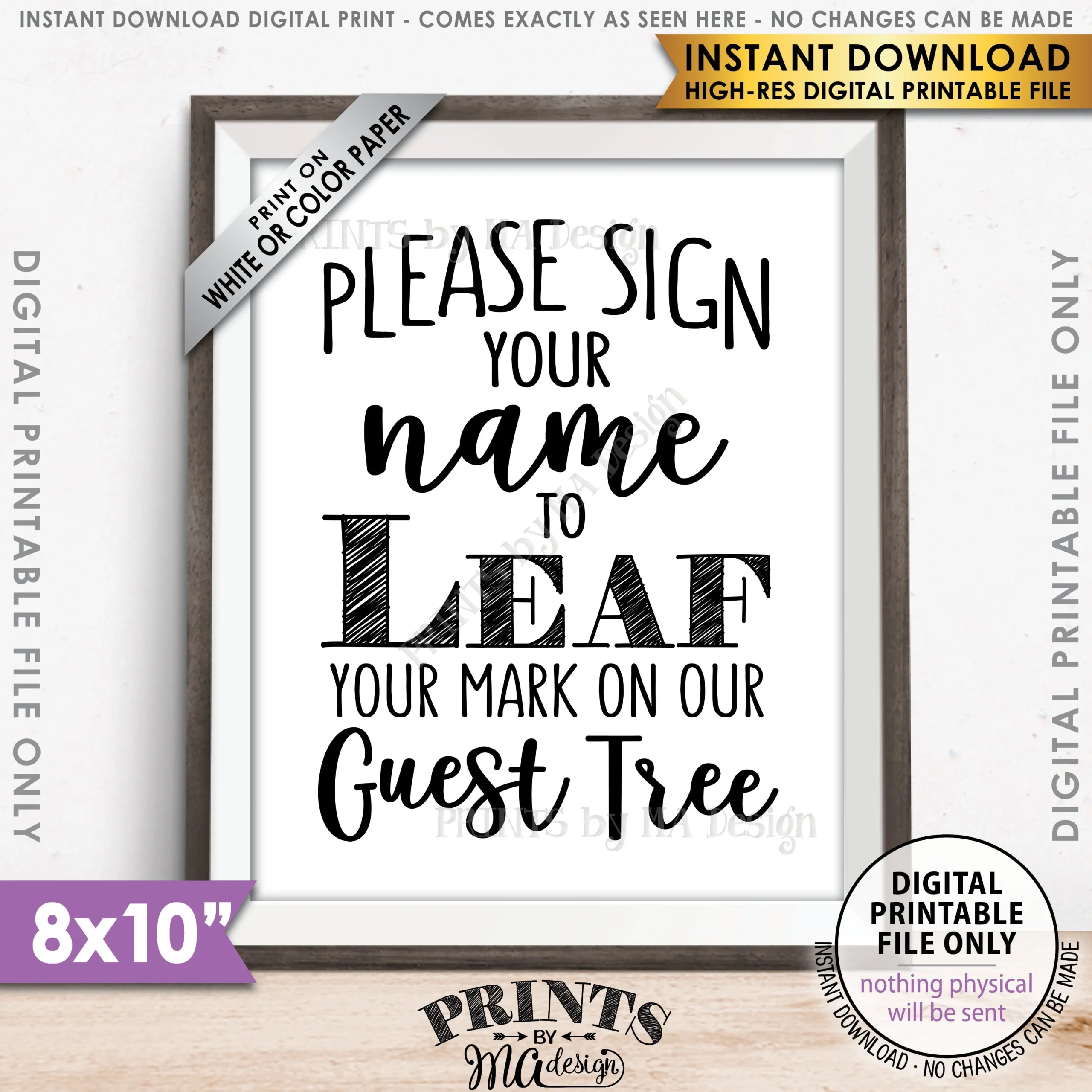 Sign A Leaf Signature Please Sign Our Wedding Guest Tree Sign 