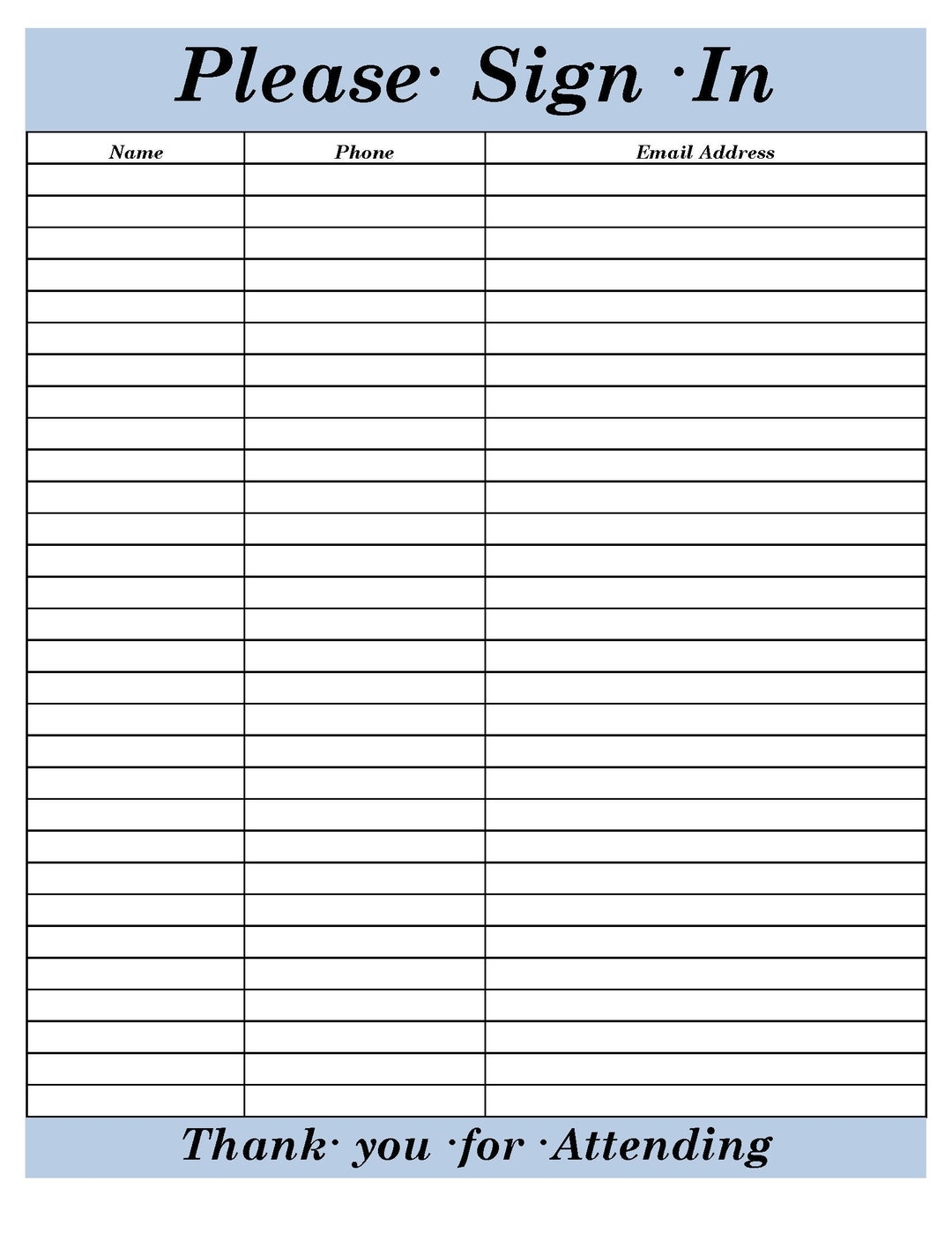 Sign In Sheet template Versatile Printable And Editable Client 