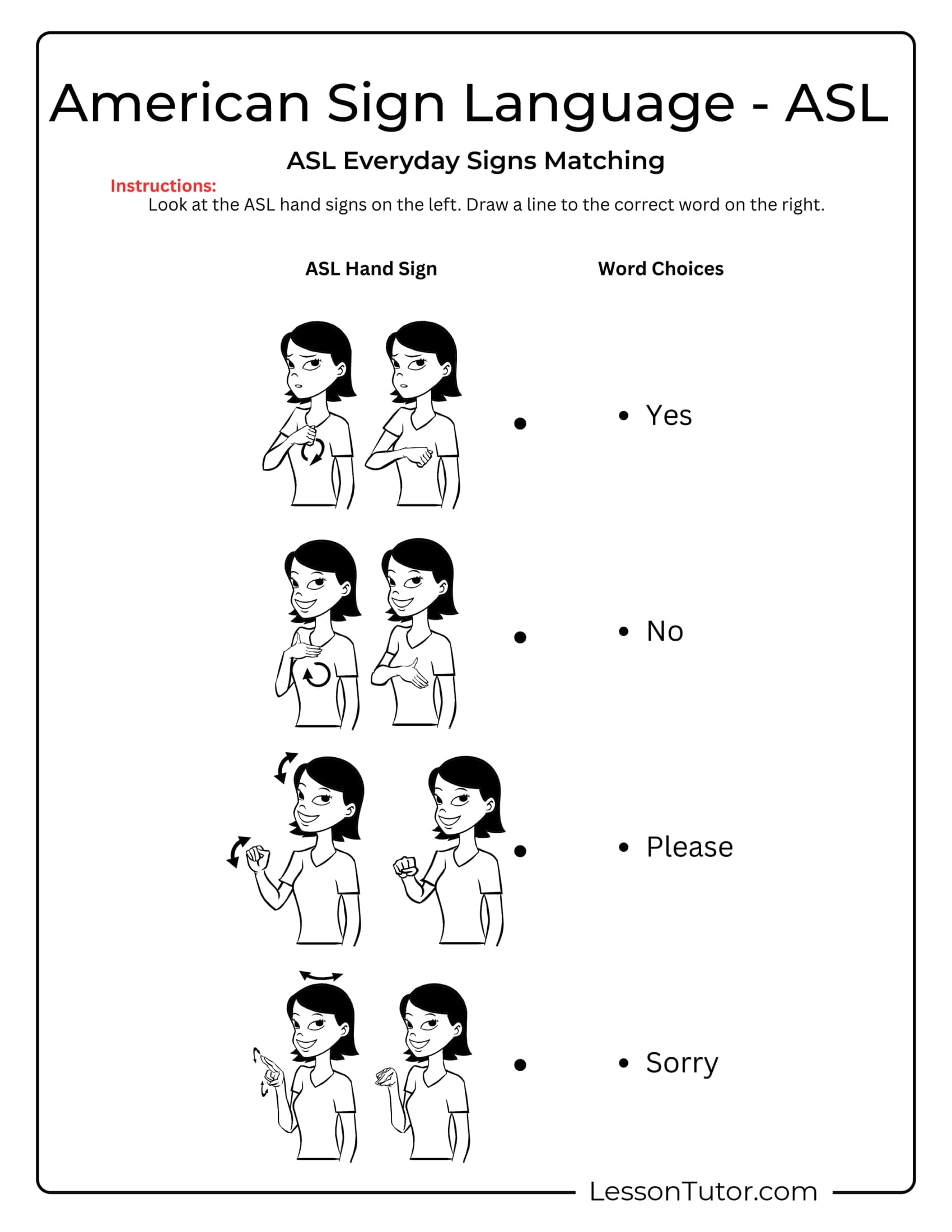 Signing Exact English Printables